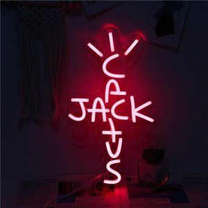 Cactus Jack Bright VIVID Neon LED Red Wall Sign for Room Decor 9.4x15.7" USB